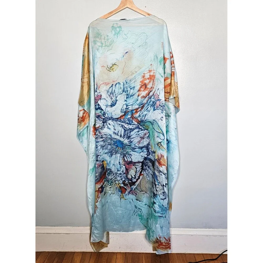 Silky Women's Kaftan Coverup Casual Dress OS Floral Lightweight Breathable Boho